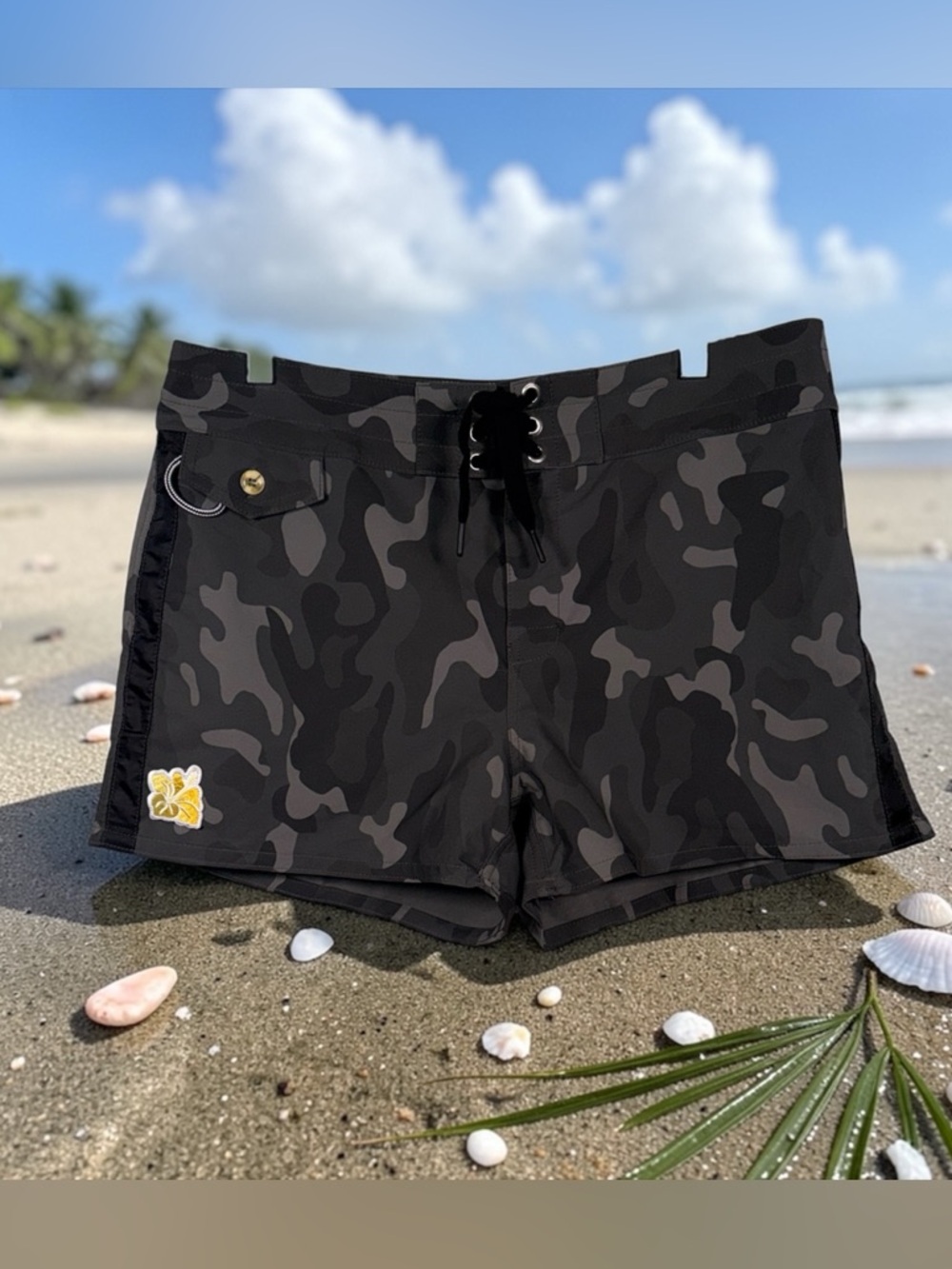 Birdwell Black and Gray Camo swim/ board Shorts